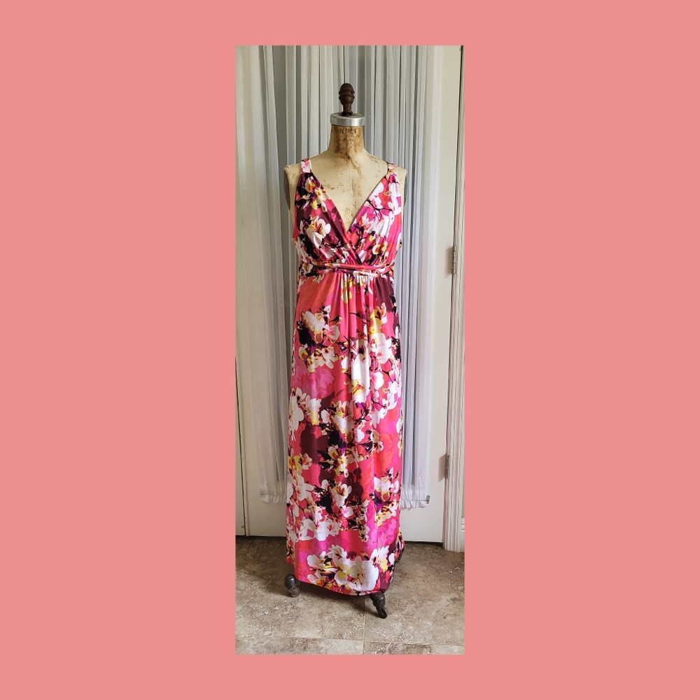 FLORAL STRETCH  MAXI DRESS
